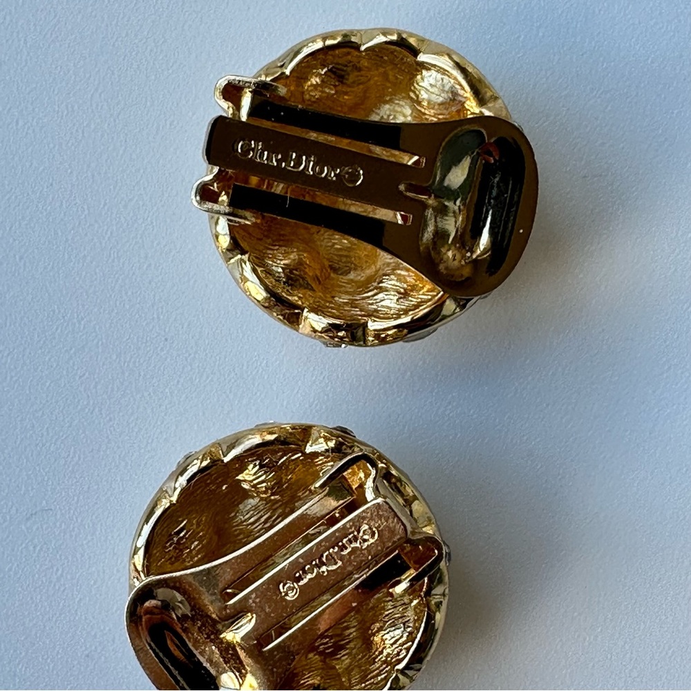 Authentic VTG Christian Dior Earrings Crystal Clip On Earrings - Picture 4 of 7